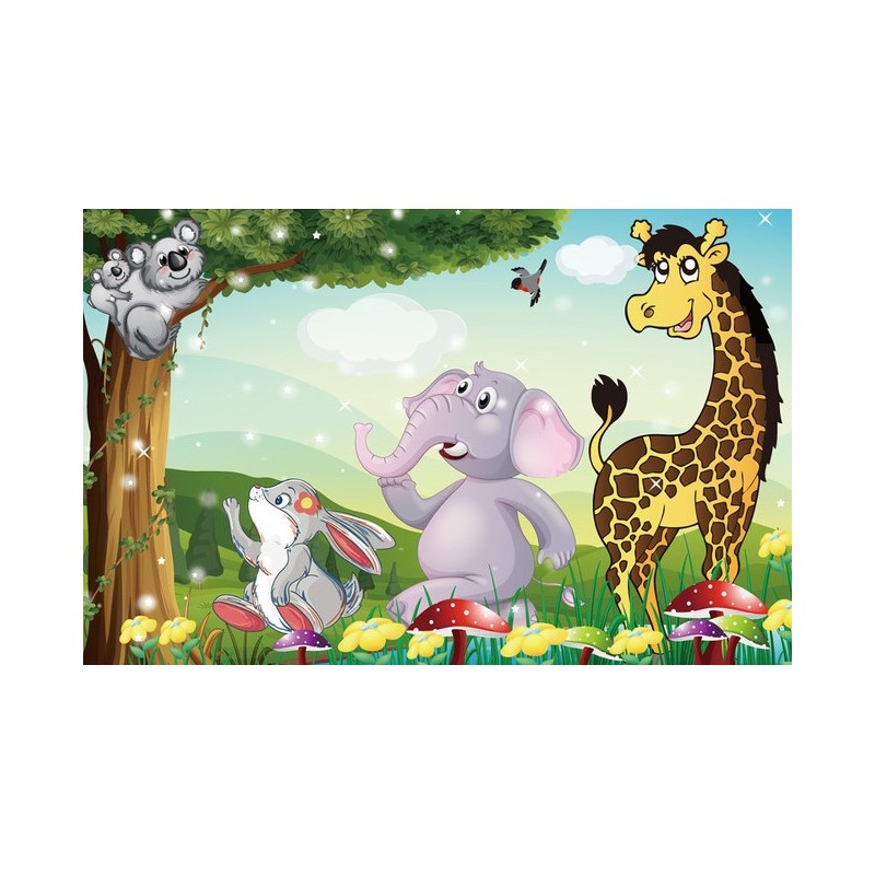 décoration murale Papier peint personnalisé tapisserie numérique paysage  pour bébé enfant-les animaux de la forêt
