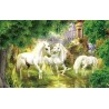 papier peint fantaisie-Les licornes dans le jardin