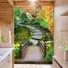 Paysage trompe l'œil 3D extension d'espace - Pas japonais dans jardin zen