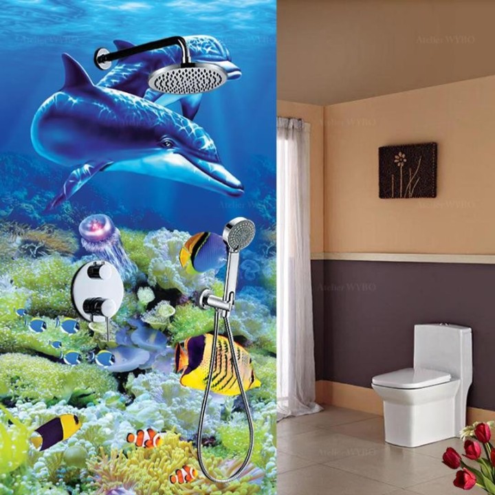 Paysage fond marin - Les dauphins et les poissons tropicaux