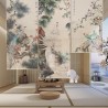 Paravent fleurs et oiseaux issu de peinture à l'encre de Chine - Phénix blanc, perroquets verts, magnolia, pivoine