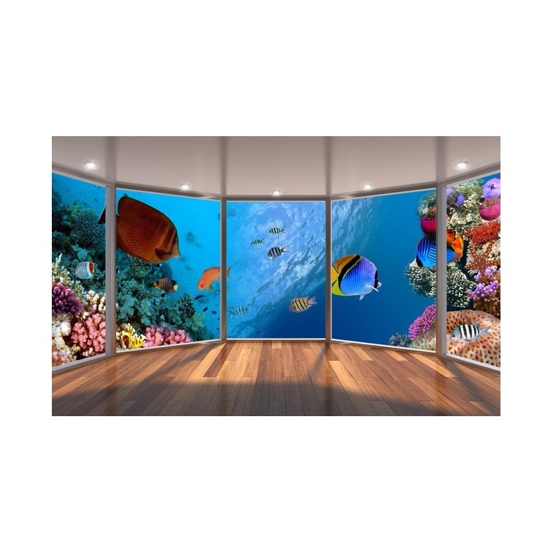 Papier peint 3D paysage fond marin - La barrière de corail