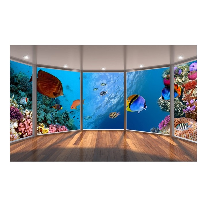 papier peint 3D personnalisé paysage fond marin les coraux et les poissons