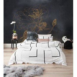 Déco zen inspiration bouddhisme - Lotus doré sur fond noir
