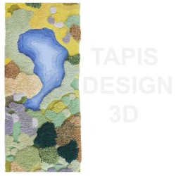Tapis 3D descente du lit paysage d'automne - Lac bleu entouré de végétation et mousse