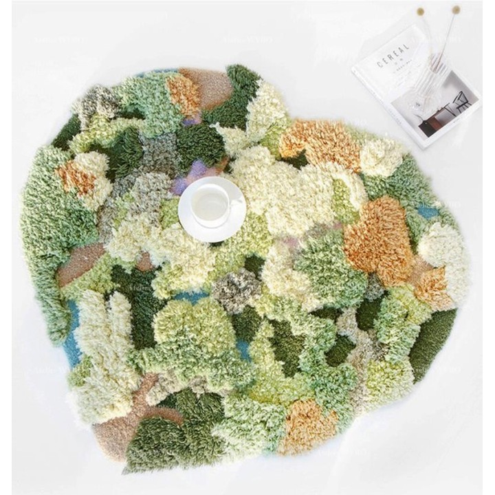 Tapis design en forme de cœur - Mousse et lichens, sous bois dans la forêt