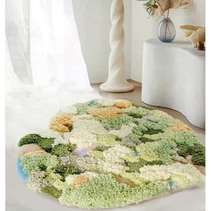 Tapis design en forme de cœur - Mousse et lichens, sous bois dans la forêt