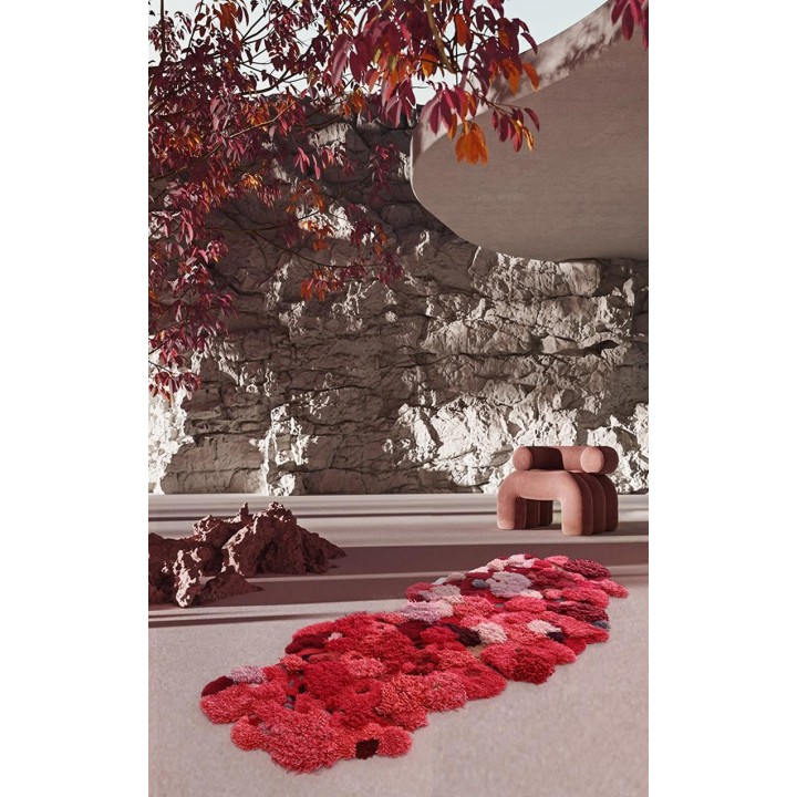 Tapis rouge forme libre - Lichens et mousses dans la forêt mystérieuse