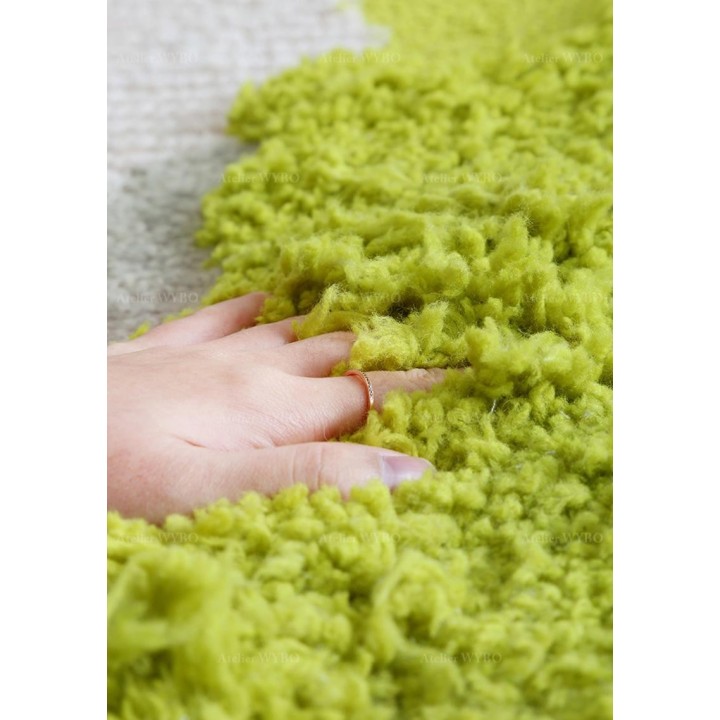 Tapis rectangle velours en relief plage tropicale - Mer, sable et végétation