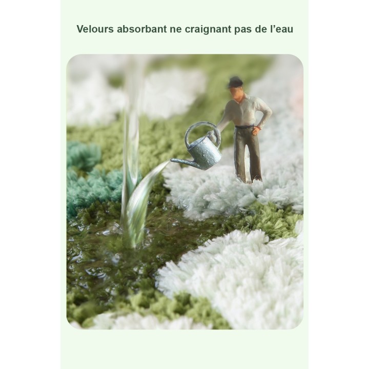 Tapis lavable forme libre motif pelouse, herbe, mousse et lichen