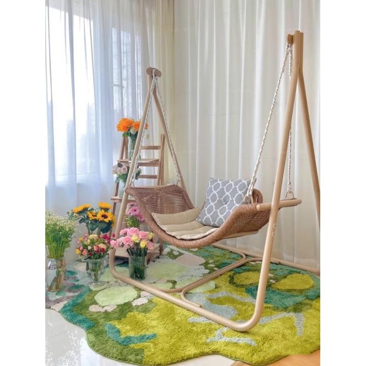 Tapis lavable forme libre motif pelouse, herbe, mousse et lichen