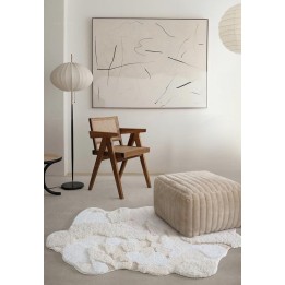Tapis blanc lavable velours en relief paysage nature - La neige