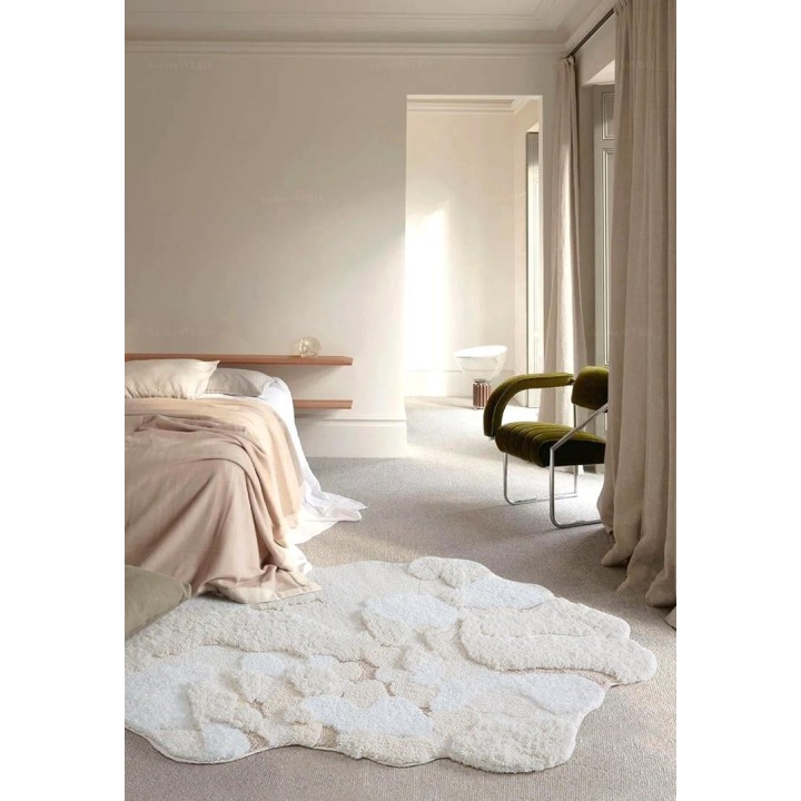 Tapis blanc lavable velours en relief paysage nature - La neige
