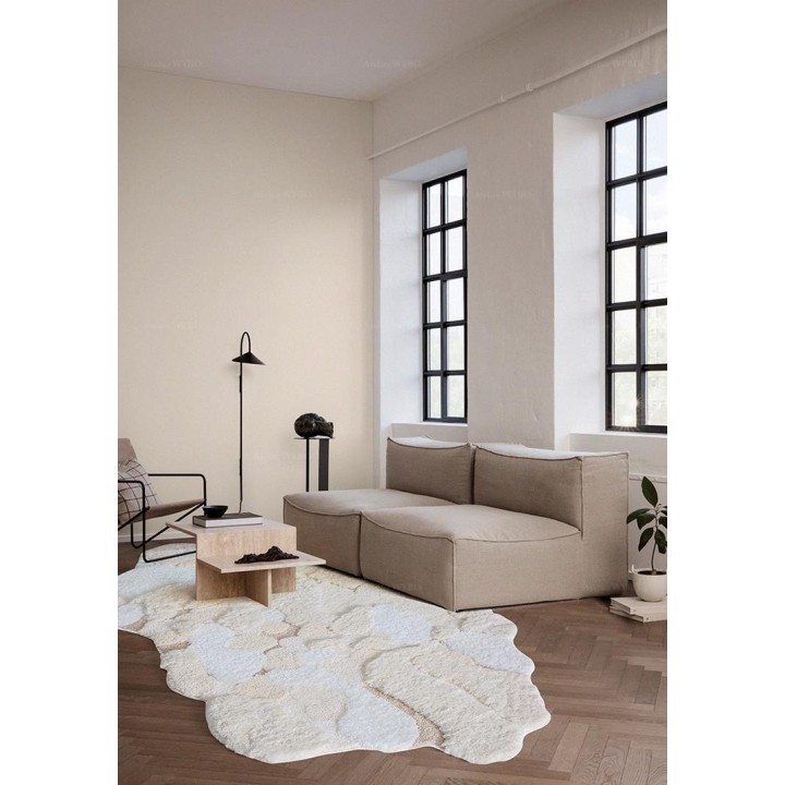 Tapis blanc lavable velours en relief paysage nature - La neige