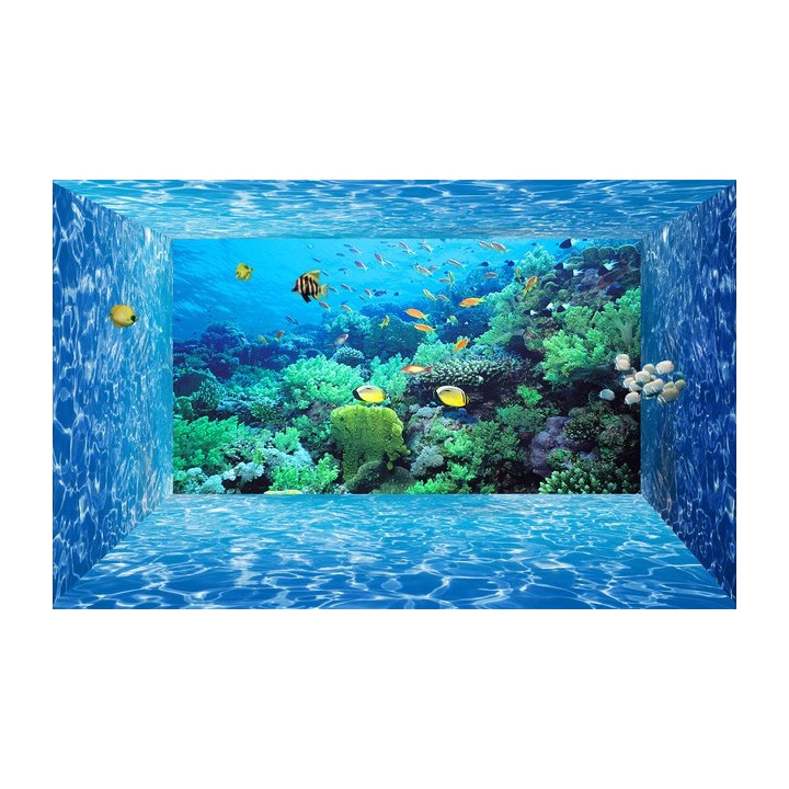 papier peint 3D fond marin effet aquarium tapisserie numérique sur mesure