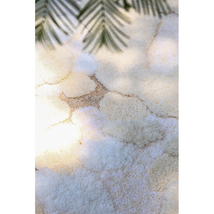 Tapis blanc lavable velours en relief paysage nature - La neige