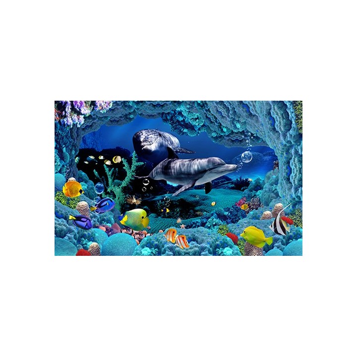 papier peint 3D paysage fond marin les dauphins tapisserie numérique sur mesure