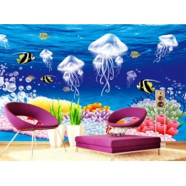 décoration murale papier peint fond marin chambre d'enfant les méduses
