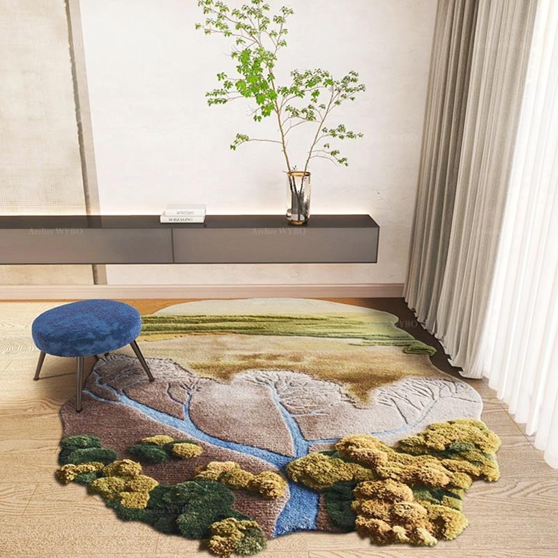 Vente Tapis 3D Moderne Velours Epais en Relief Océan Corail