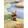 Tapis 3D paysage d'automne forme libre - Lac bleu entouré de végétation et mousse