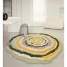Tapis design couleur chaude - Cercles multi-colores forme ronde ondulée