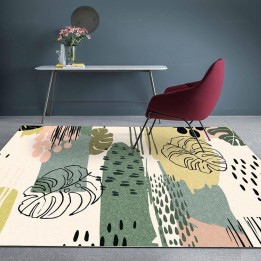Tapis tropical couleur douce - Les feuilles de philodendron et végétation sur fond beige