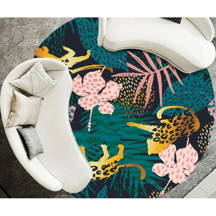 Tapis rond motif félin - Panthères dorées dans la jungle