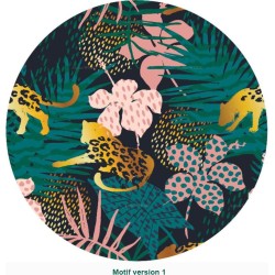 Tapis rond motif félin - Panthères dorées dans la jungle