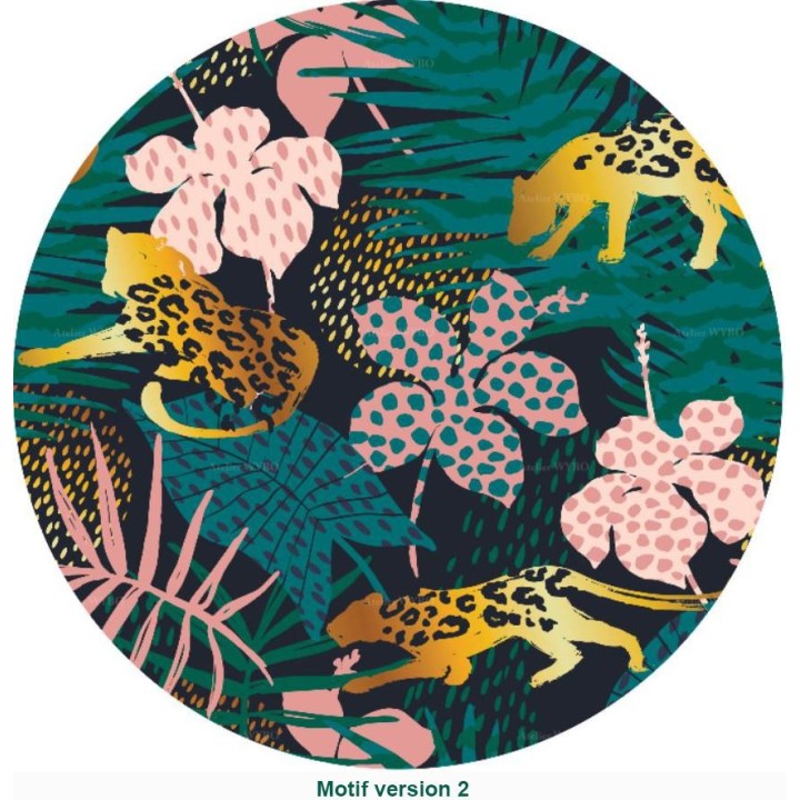 Tapis rond motif félin - Panthères dorées dans la jungle