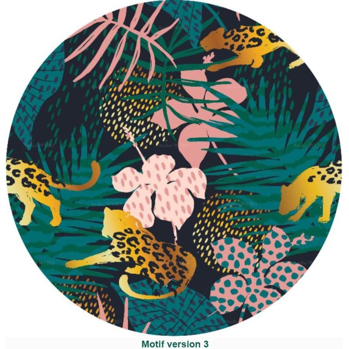 Tapis rond motif félin - Panthères dorées dans la jungle