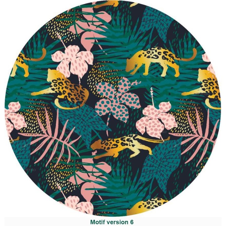 Tapis rond motif félin - Panthères dorées dans la jungle