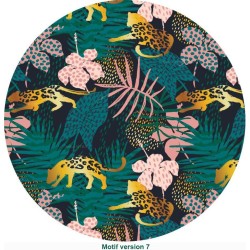 Tapis rond motif félin - Panthères dorées dans la jungle