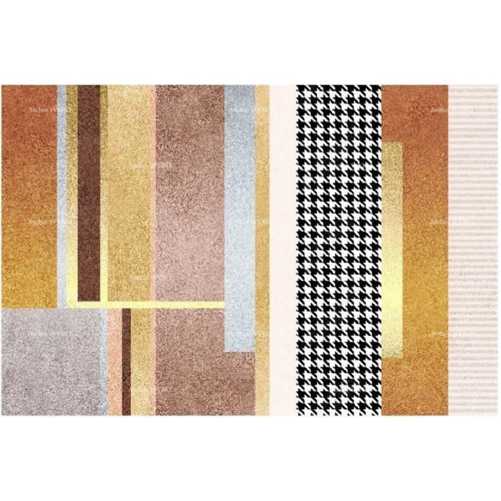 Tapis doré ton orange inspiré de la haute couture, motif pied-de-poule intégré
