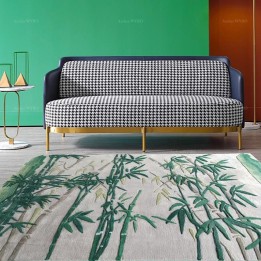 Tapis sol zen aspect ancien - Les bambous sur fond gris