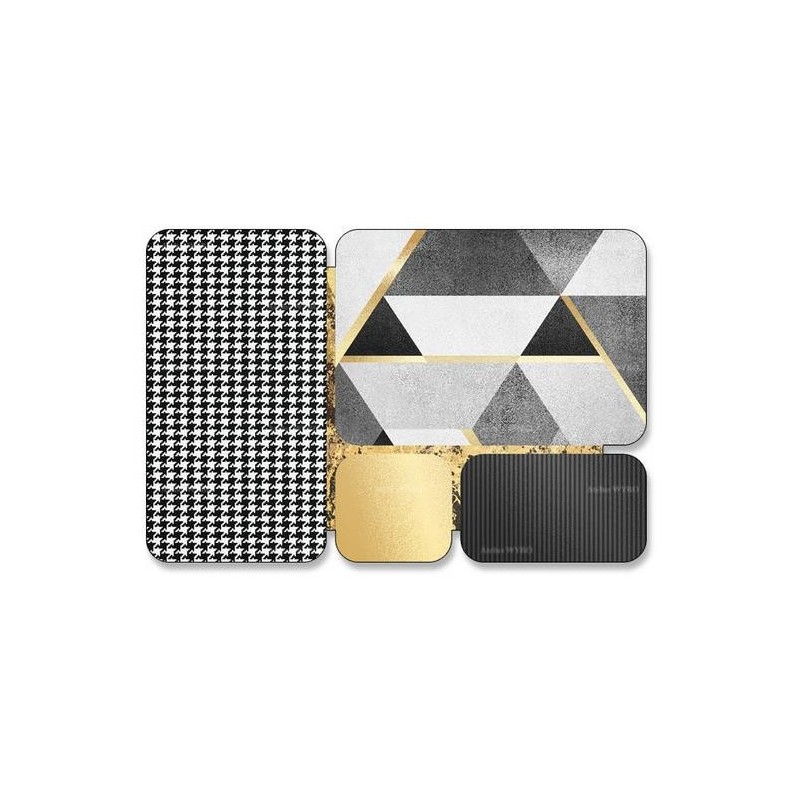 Tapis Géométrique Triangle Doré - 160x230 Cm - Velours Cristal - Antidérapant - Pour Salon Chambre