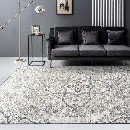 Tapis Oriental Design Classique Motif Traditionnel Fleurs Symétriques