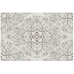 Tapis symétrique motif floral couleur gris clair
