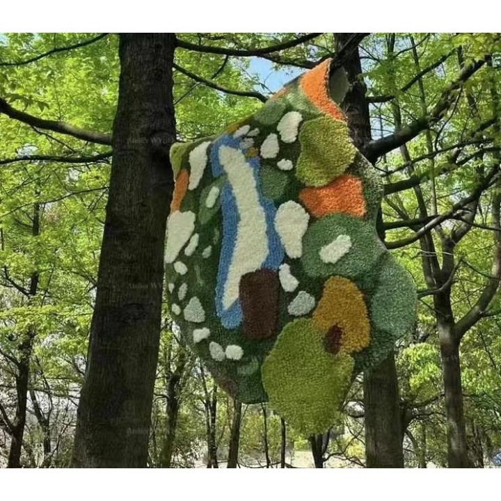 Tapis Salle de Bain Sous Bois Forêt Mousse Lichen Vert Jaune orange