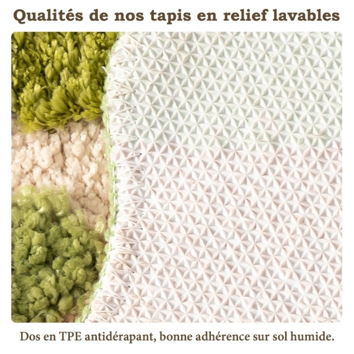 Tapis Salle de Bain Sous Bois Forêt Mousse Lichen Vert Jaune orange