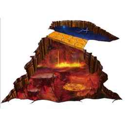 Sol 3D Evénementiel Sticker Trompe l'Œil Trou Passerelle Volcan