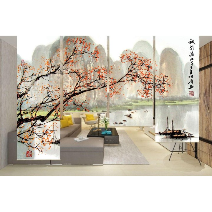 Astuce déco simple, panneau japonais suspendu très léger pour séparer le séjour et la salle à manger.