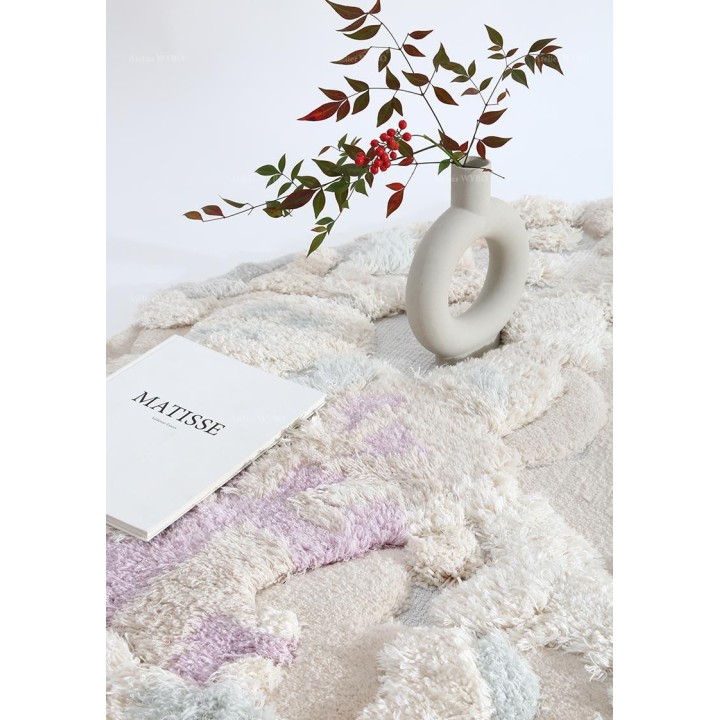 Tapis blanc design 3D forme ronde paysage fond marin - Les coraux et les anémones de mer