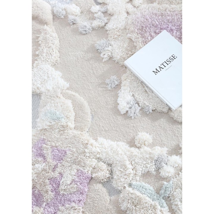 Tapis blanc design 3D forme ronde paysage fond marin - Les coraux et les anémones de mer