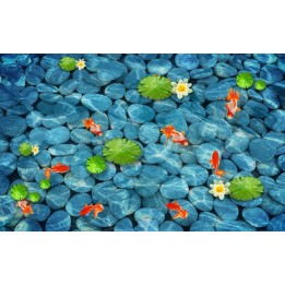 revêtement sol sur mesure zen caillou nénuphar poisson