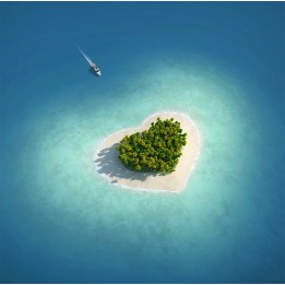 revêtement sol romantique l'île en forme de cœur dans l'océan