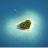 Revêtement sol zen romantique - L'île en forme de cœur  dans l'océan