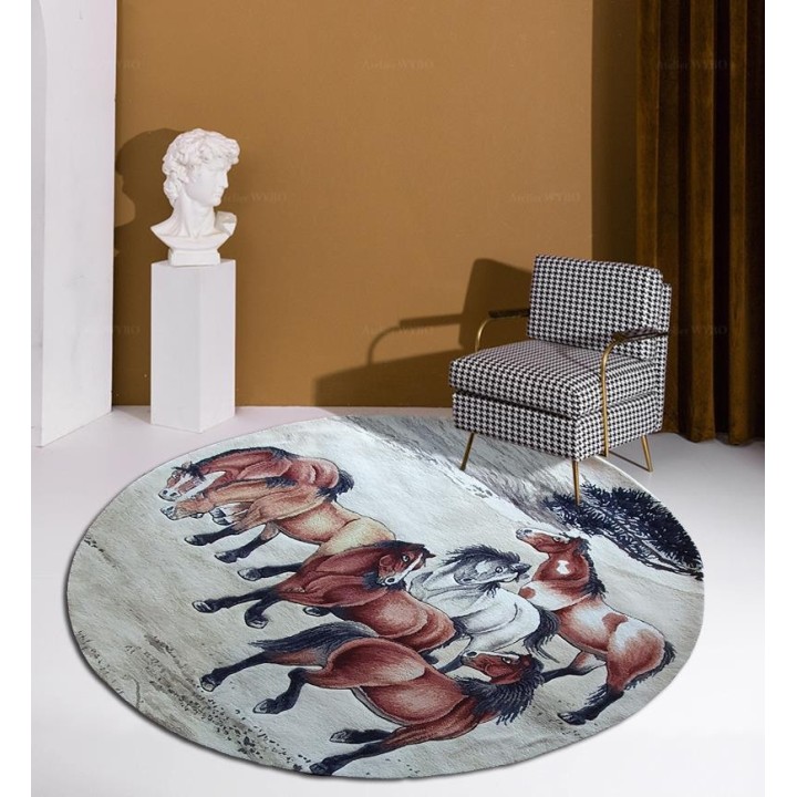 Tapis cheval fait à la main pour villa de luxe, collection l'art d'orient signé Atelier WYBO.