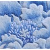 Tapis chinoiserie forme ronde - Perroquet cacatoès blanc et pivoine bleue