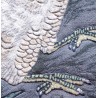 Tapis chinoiserie forme ronde - Perroquet cacatoès blanc et pivoine bleue