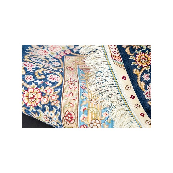 Tapis Soie Orient Traditionnel Noué Main Momument Classique Jardin Floral